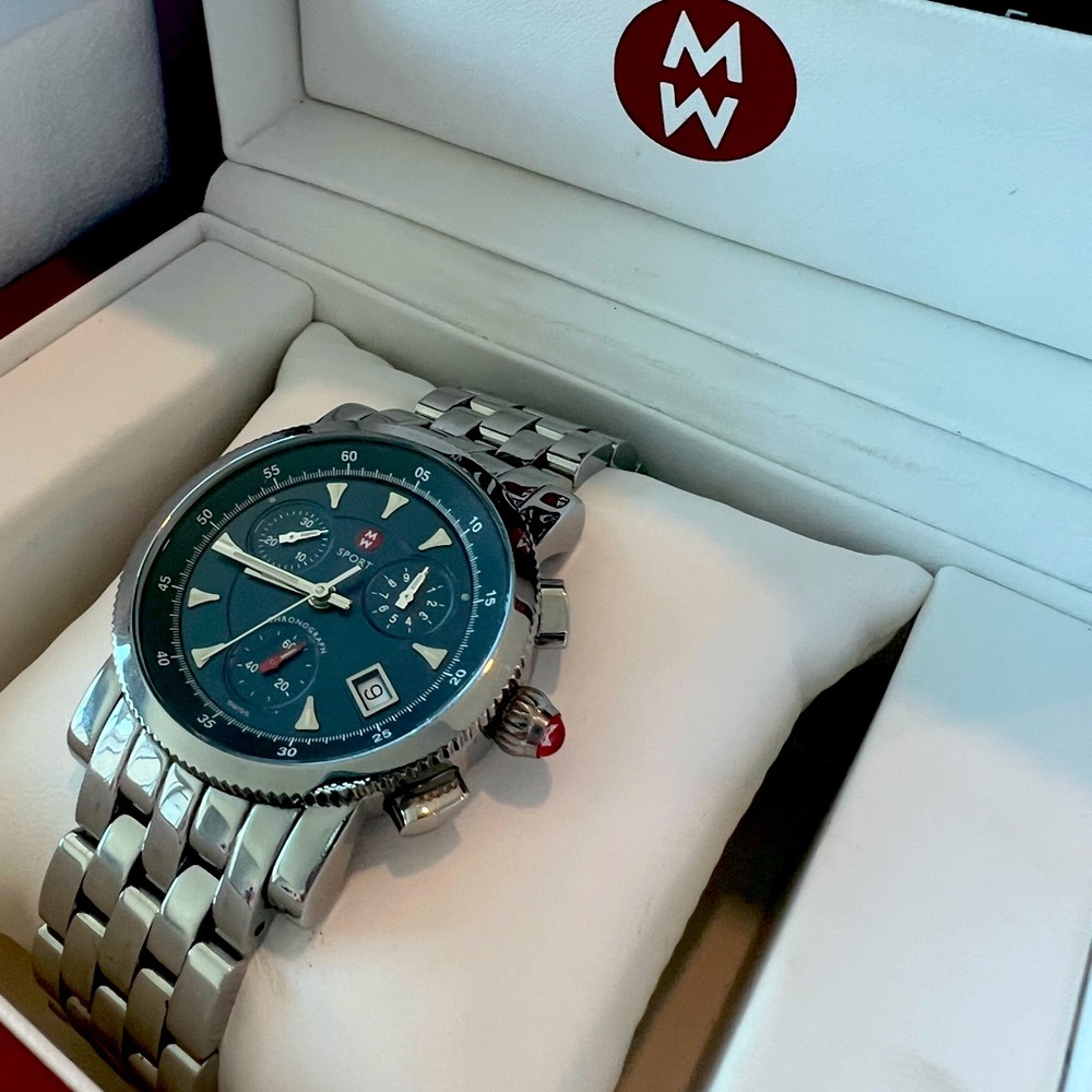 MICHELE STAINLESS STEEL WATCH CHRONOGRAPH with Original Box - Pre-Owned